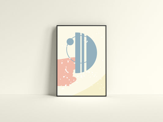 Print Abstract Circle & Stains Yellow Illustration 60x90cm