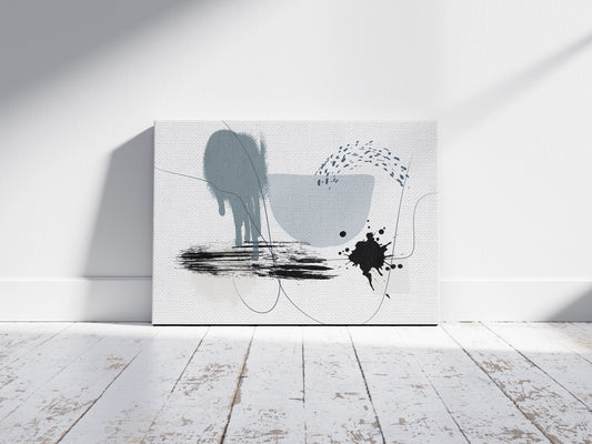 Print Abstract Brushstroke Grey & Black 80x60cm