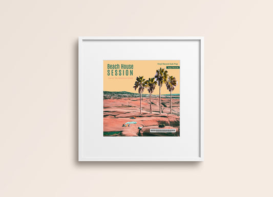 Print Vinyl Record Beach Palm House 32x32cm