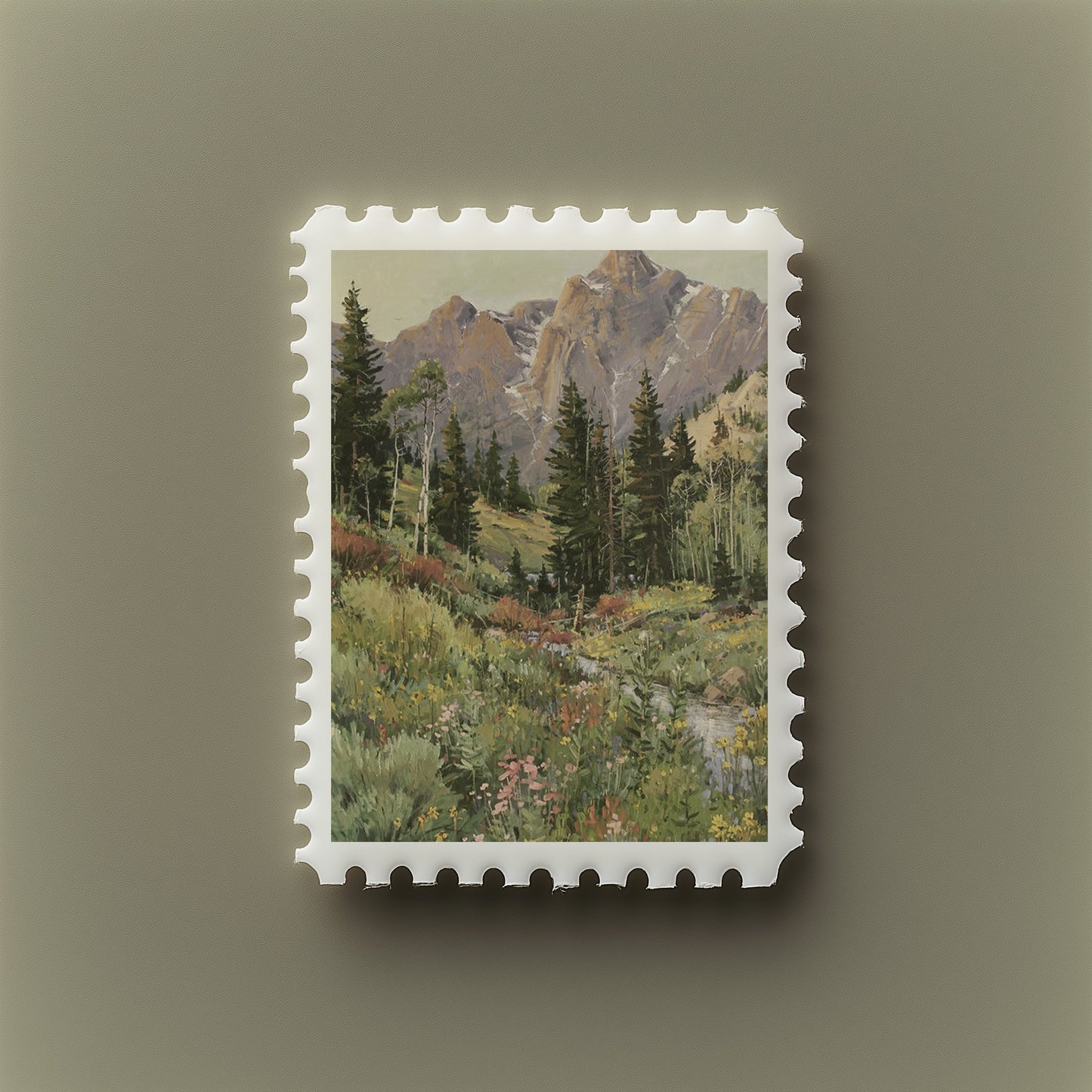 Print Nature Meadow & Mountains Paint 50x70cm