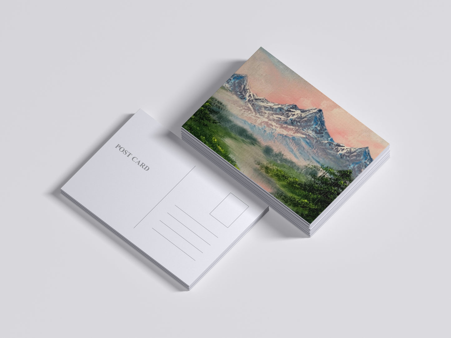 Print Nature Landscape Snowy Mountain Sunset Paint 82x52cm