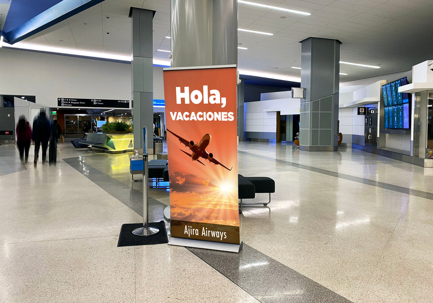 Sign Airport Advertisement Hello Holidays 60x110cm