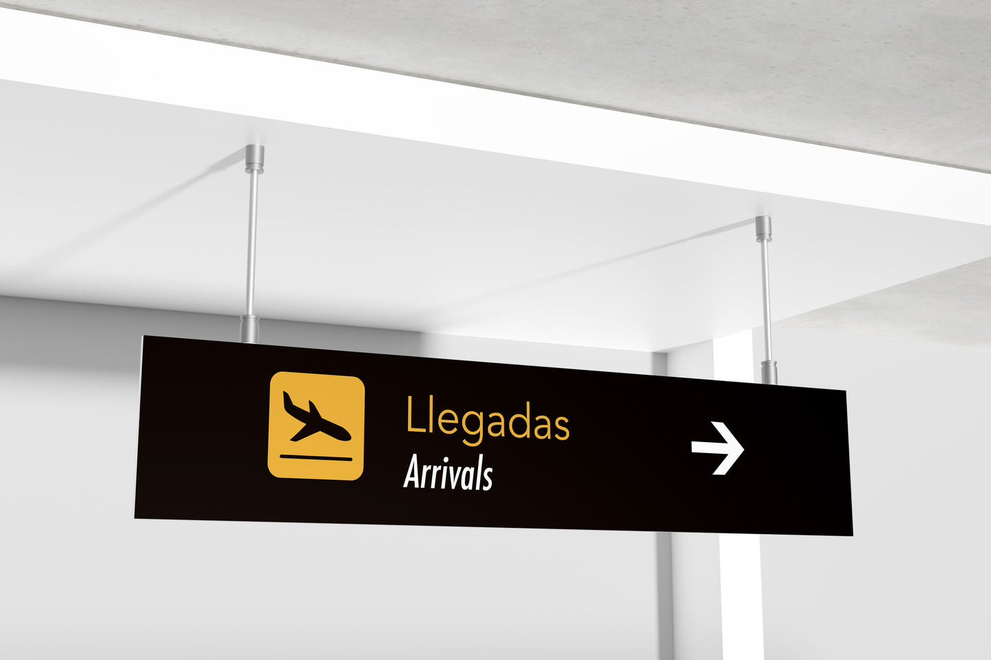Signage Airport Arrivals Black Sign 159x30cm