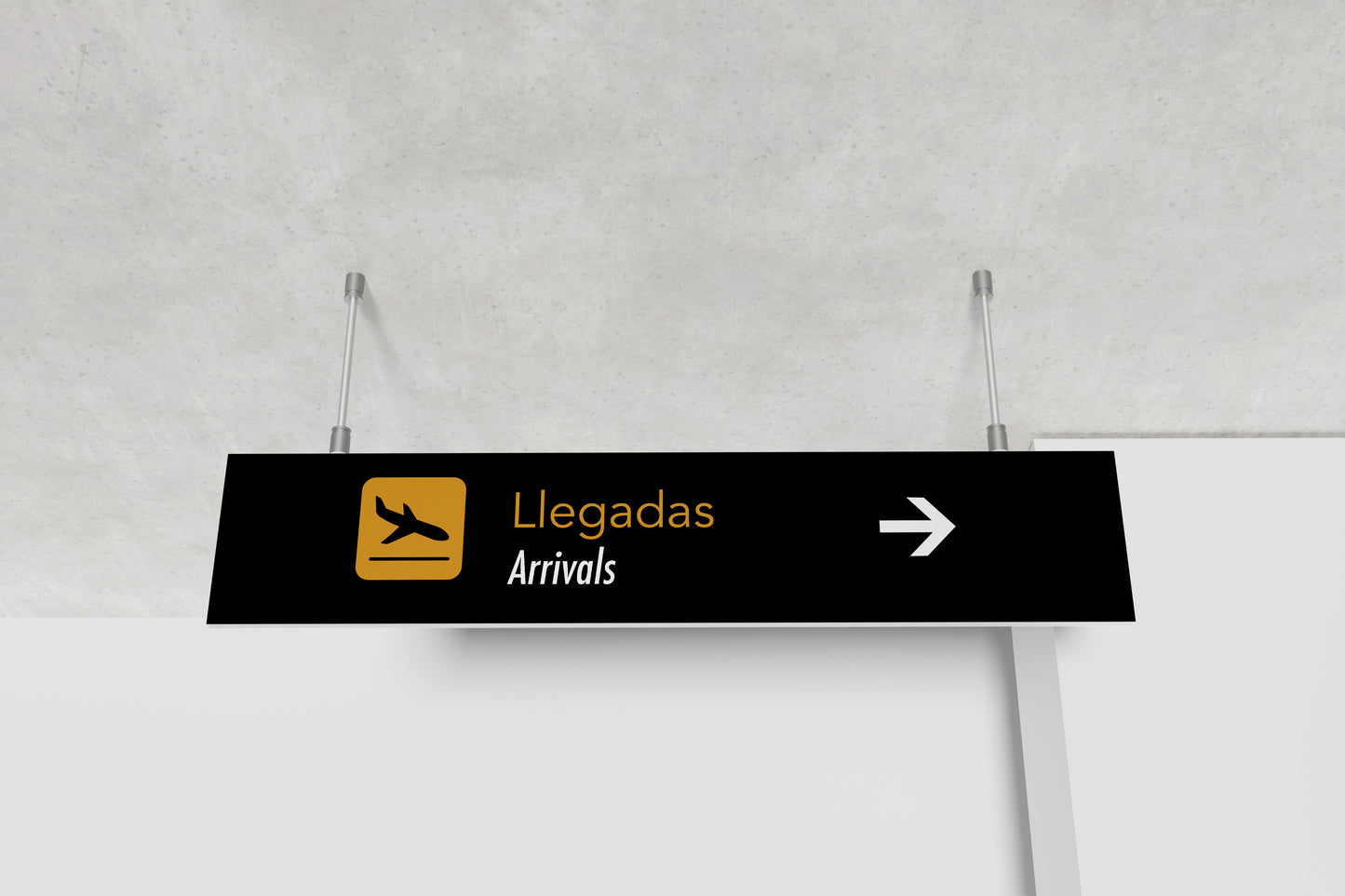 Signage Airport Arrivals Black Sign 159x30cm