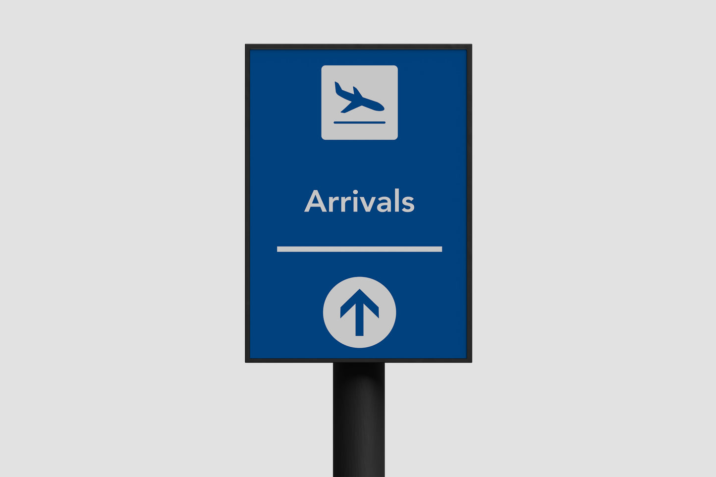 Signage Airport Arrivals Blue 40x60.5cm