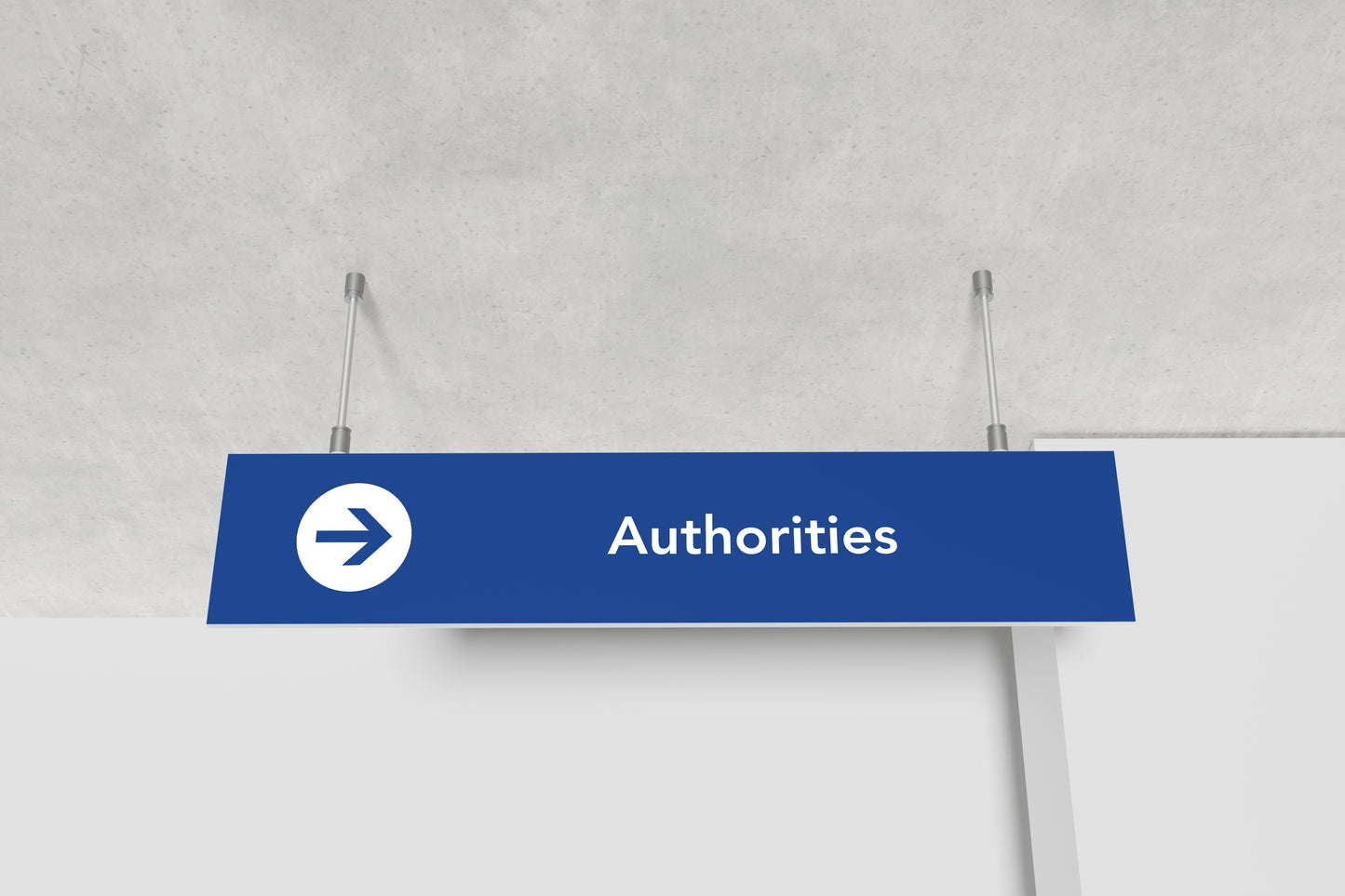Signage Airport Authorities Blue 150x30cm