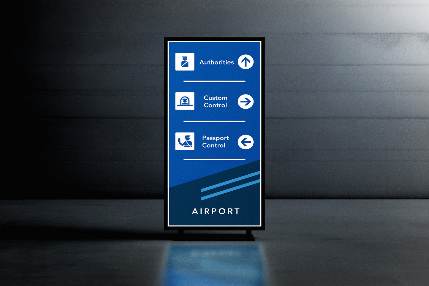 Signage Airport Wayfinding Blue 93x200cm