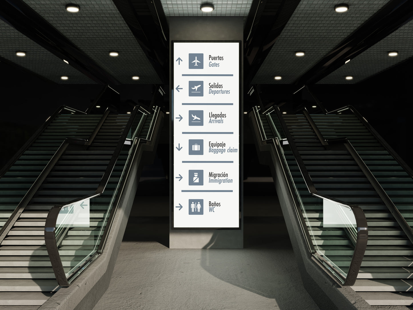 Signage Airport Wayfinding White 75x178cm