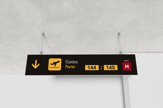 Signage Airport Gates Black 159x30cm
