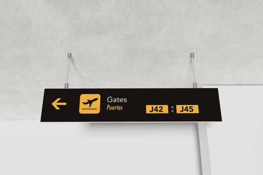 Signage Airport Gates J42 J45 Black 159x30cm