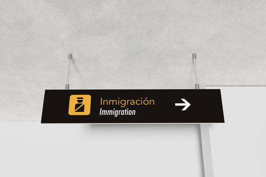 Signage Airport Immigration Black 159x30cm