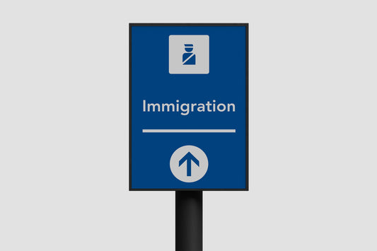 Signage Airport Immigration Blue 40x60.5cm