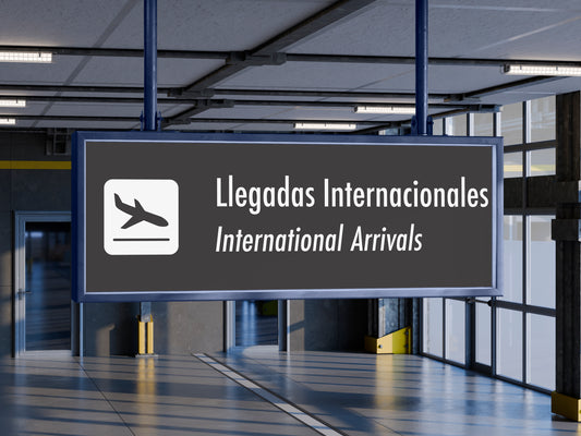 Signage Airport International Arrivals Grey 117.3x40cm