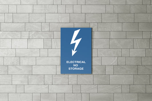 Sign Electrical No Storage Blue 10x17cm