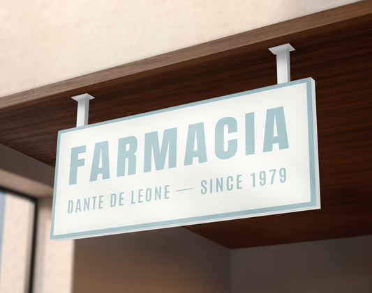 Signage Hospital Farmacia Dante De Leone Green 110x53cm