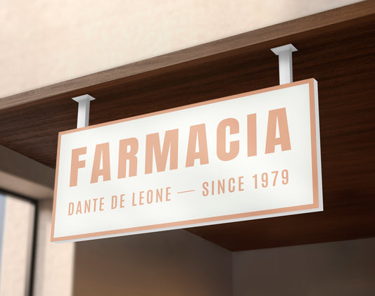 Signage Hospital Farmacia Dante De Leone Orange 110x53cm