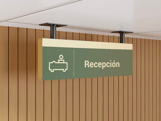 Signage Hospital Reception Green 43.1x15.3cm