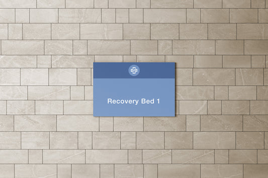 Signage Hospital Recovery Bed 1-6 Blue 20.9x14.9cm
