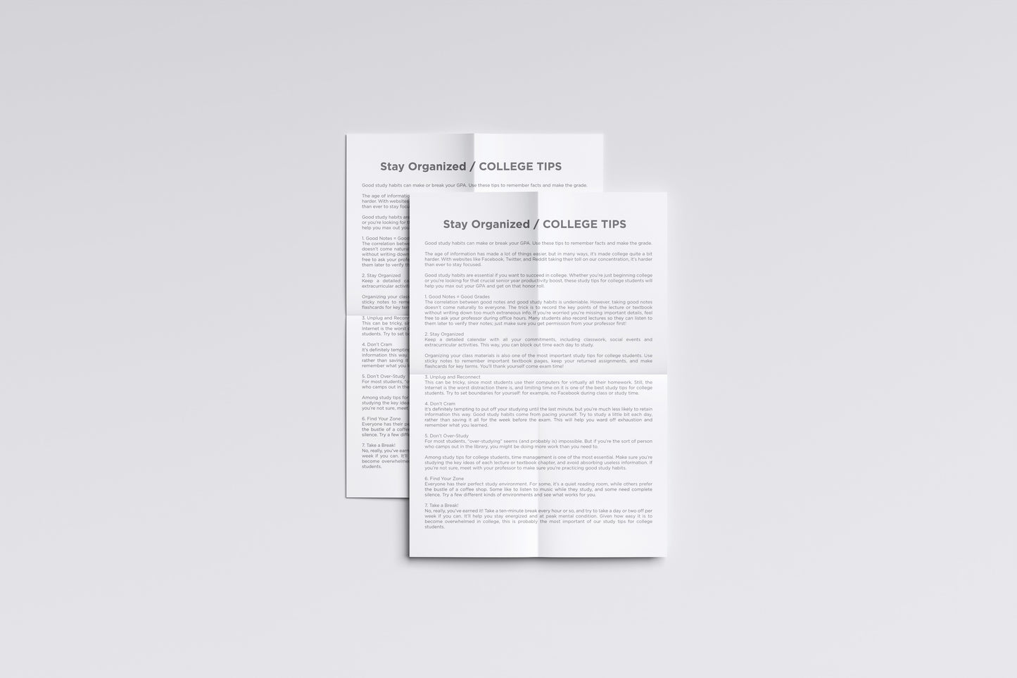 Print School Advice Organization Tips 21.5x27.9cm