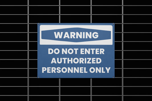 Urban Sign Warning Personnel Only Blue White 45x32cm
