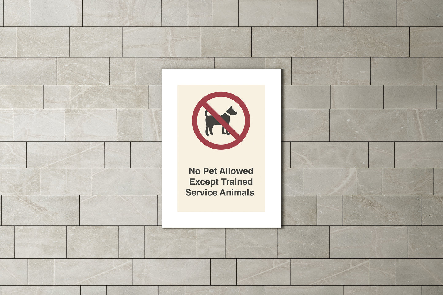 Sign Metro Not Pet Allowed 60x80cm