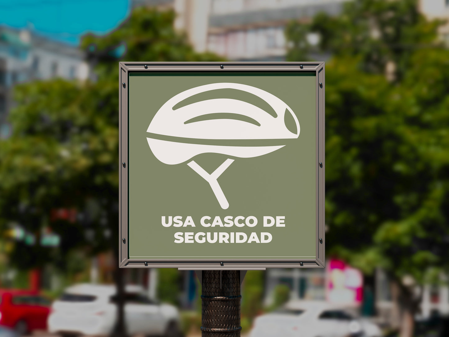 Urban Sign Bike Lane Helmet Green 30x30cm