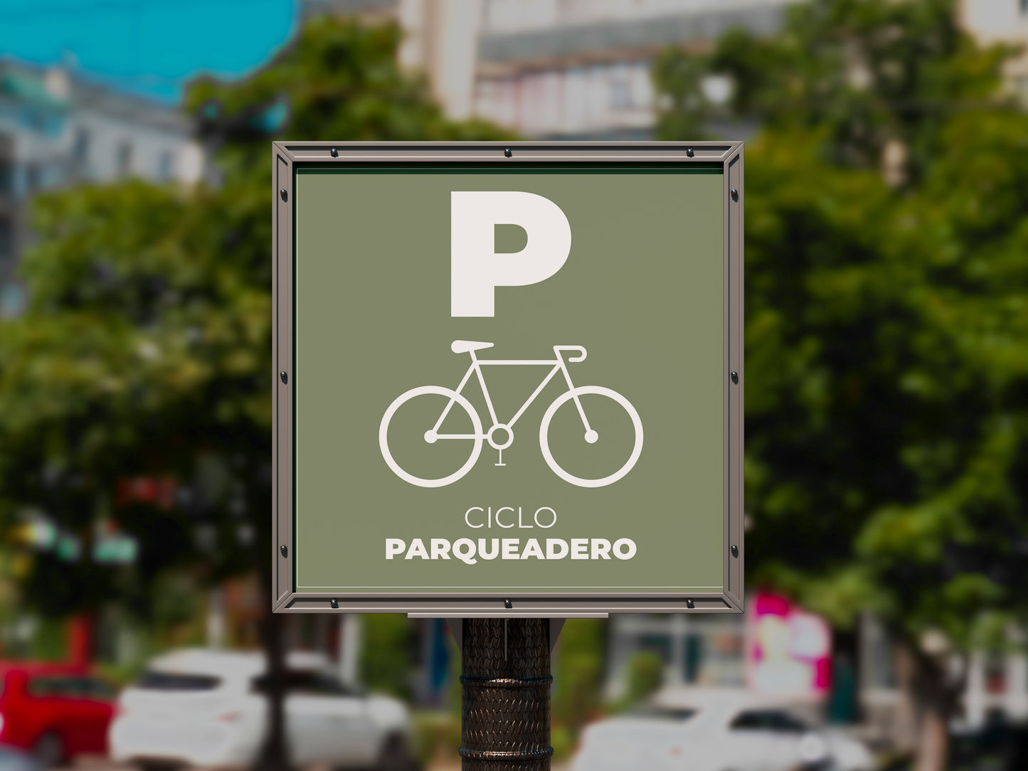 Urban Sign Bike Lane Parking Green 30x30cm