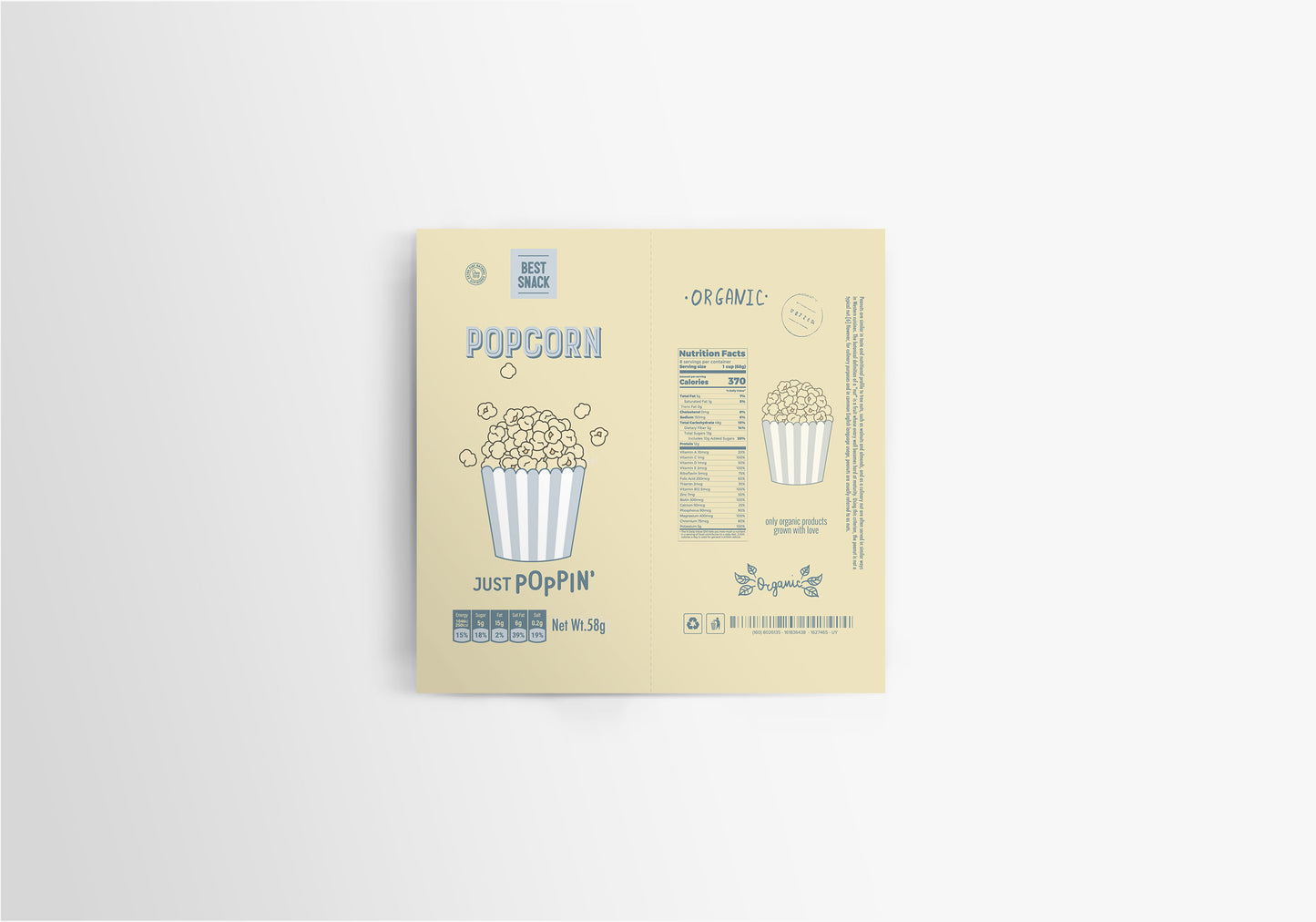 Packaging Food Popcorn Bag 29x25.5cm