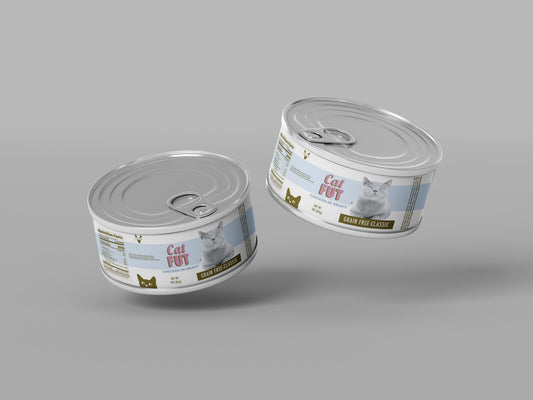 Packaging Pet Food Cat Fut Pink Blue Can 12x4cm