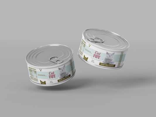Packaging Pet Food Cat Fut Pink Green Can 12x4cm