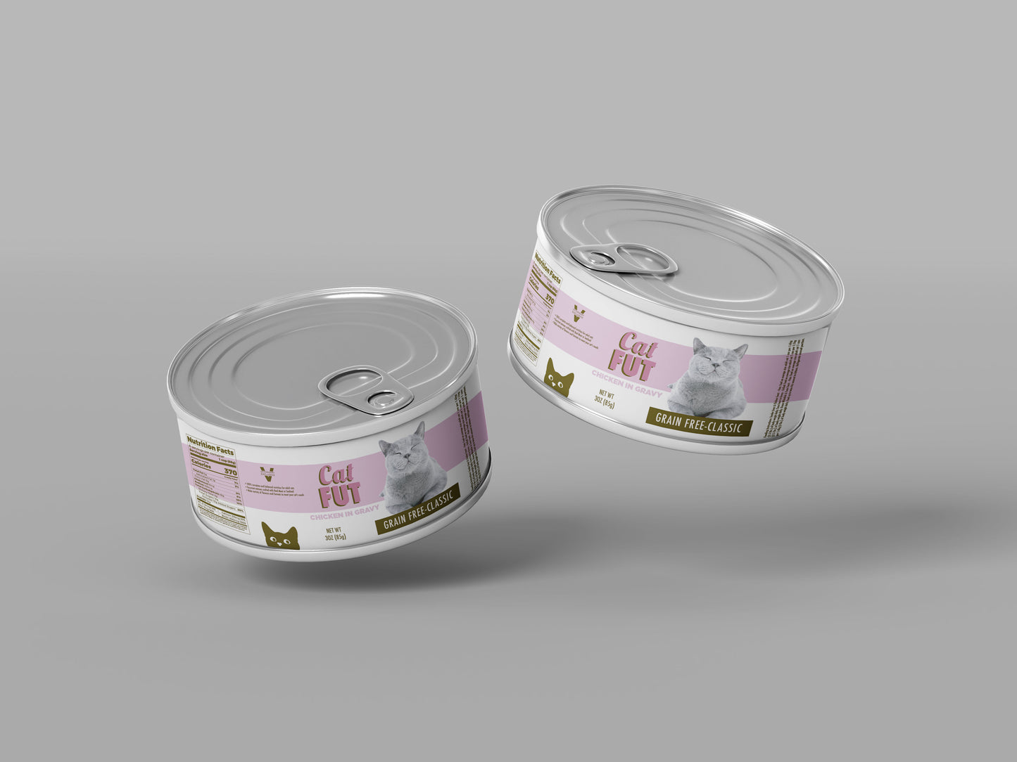 Packaging Pet Food Cat Fut Pink Rose Can 12x4cm