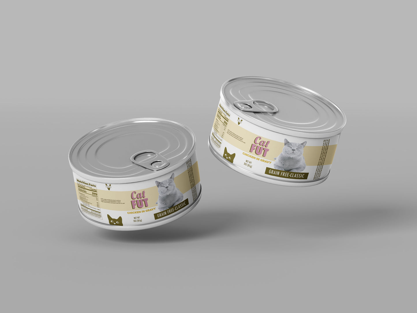 Packaging Pet Food Cat Fut Pink Yellow Can 12x4cm