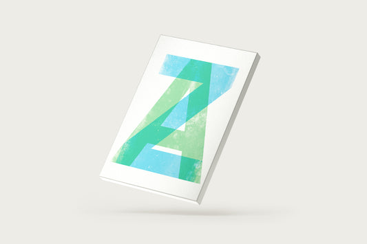 Print A Z Words Blue Green Pop Art 30x37cm