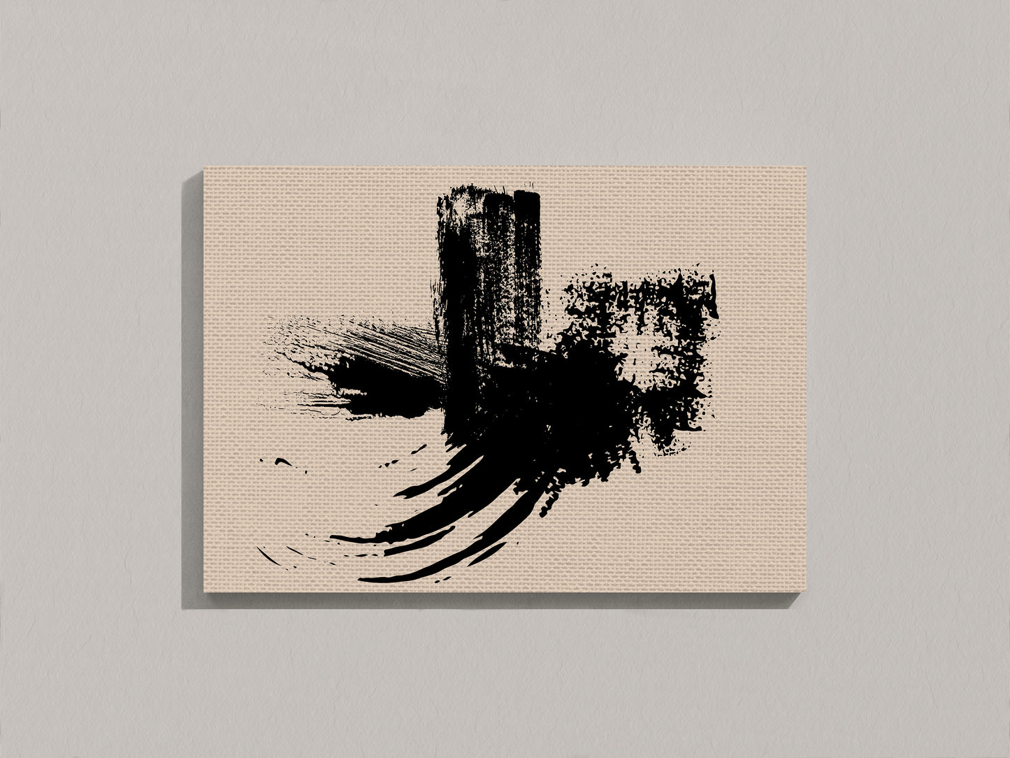 Print Abstract Big Black Brushstroke Paint 80x60cm