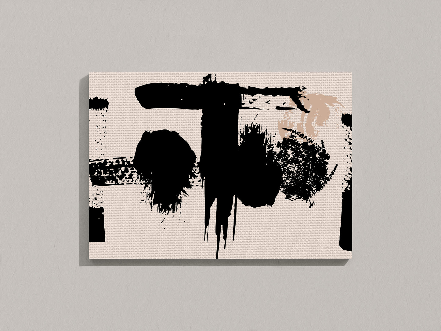 Print Abstract Big Black Brushstroke TShape Paint 120x80cm