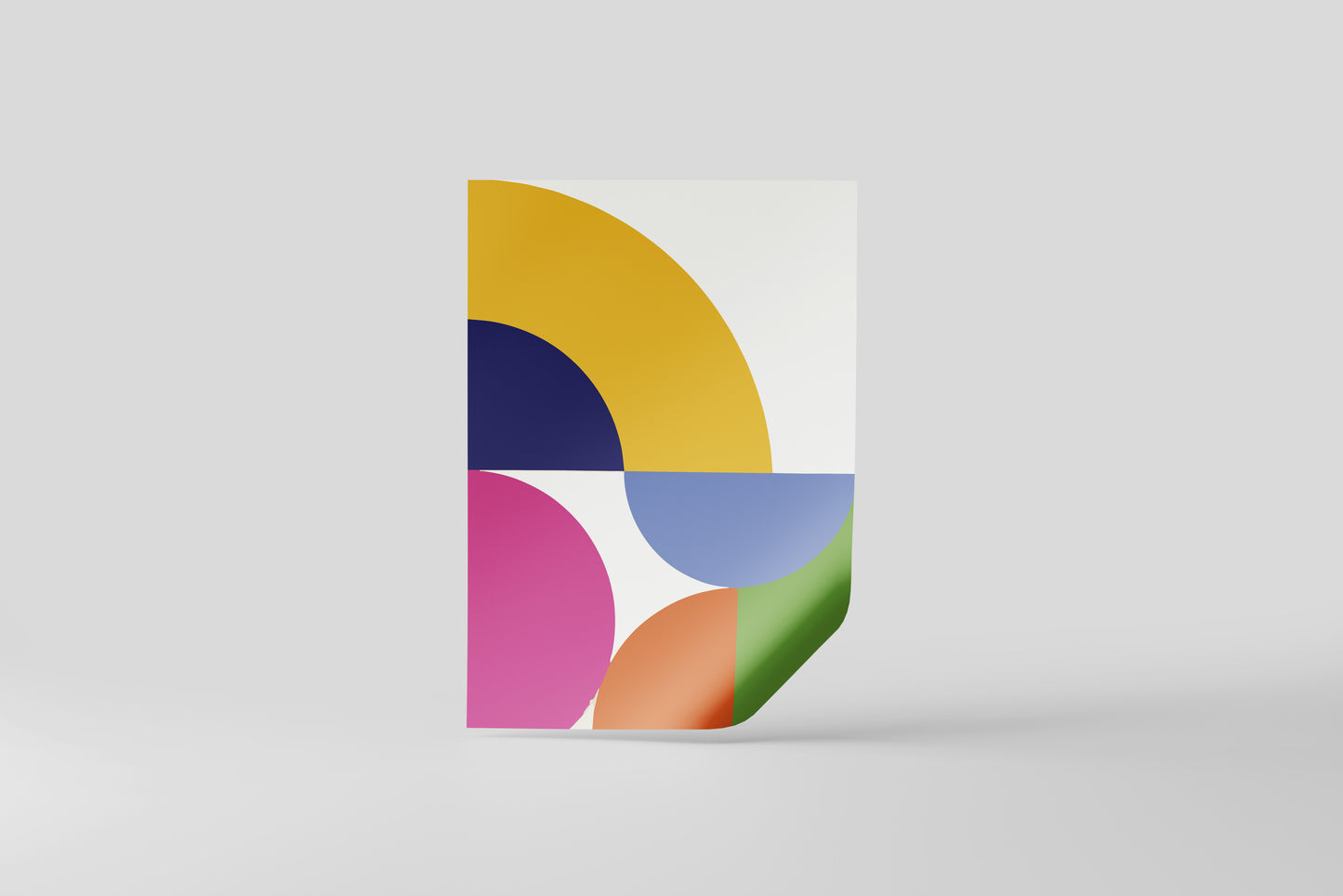 Print Abstract Circle Middle Circles Pink Yellow Green 60x90cm