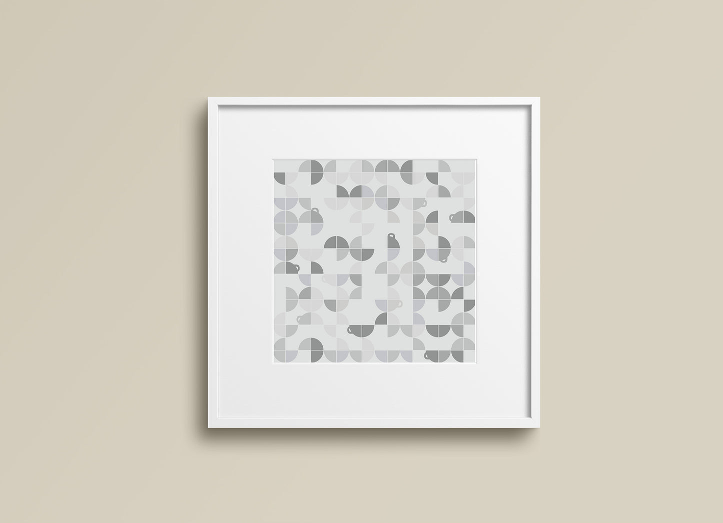 Print Abstract Coffee Cup Grey Pattern 27x28cm
