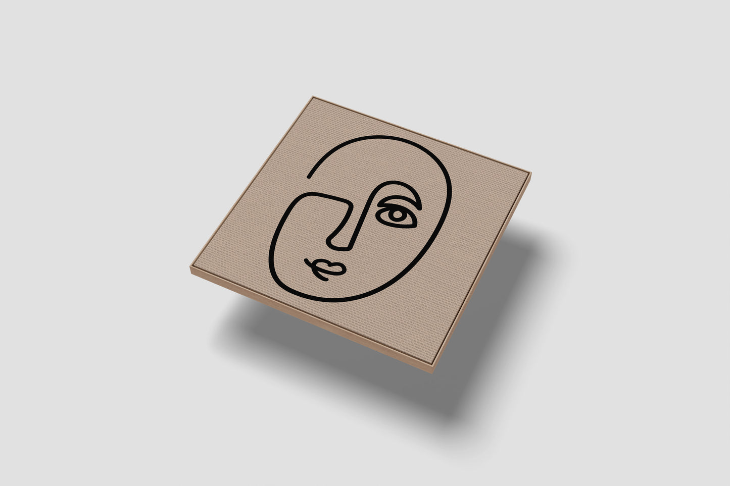 Print Abstract Human Body Face Line Smiling Black Paint 35x40cm
