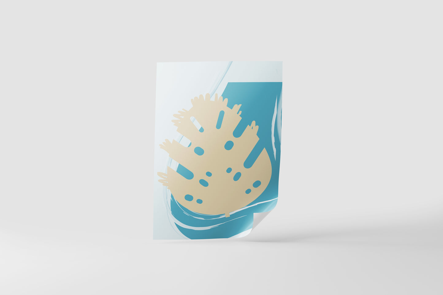 Print Abstract Leaf Sand Yellow Blue Illustration 60x90cm