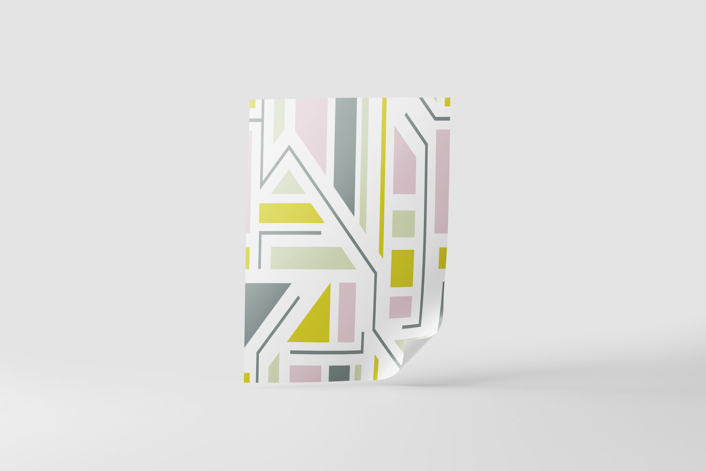 Print Abstract Lines Rectangles Green Pink Illustration 60x90cm
