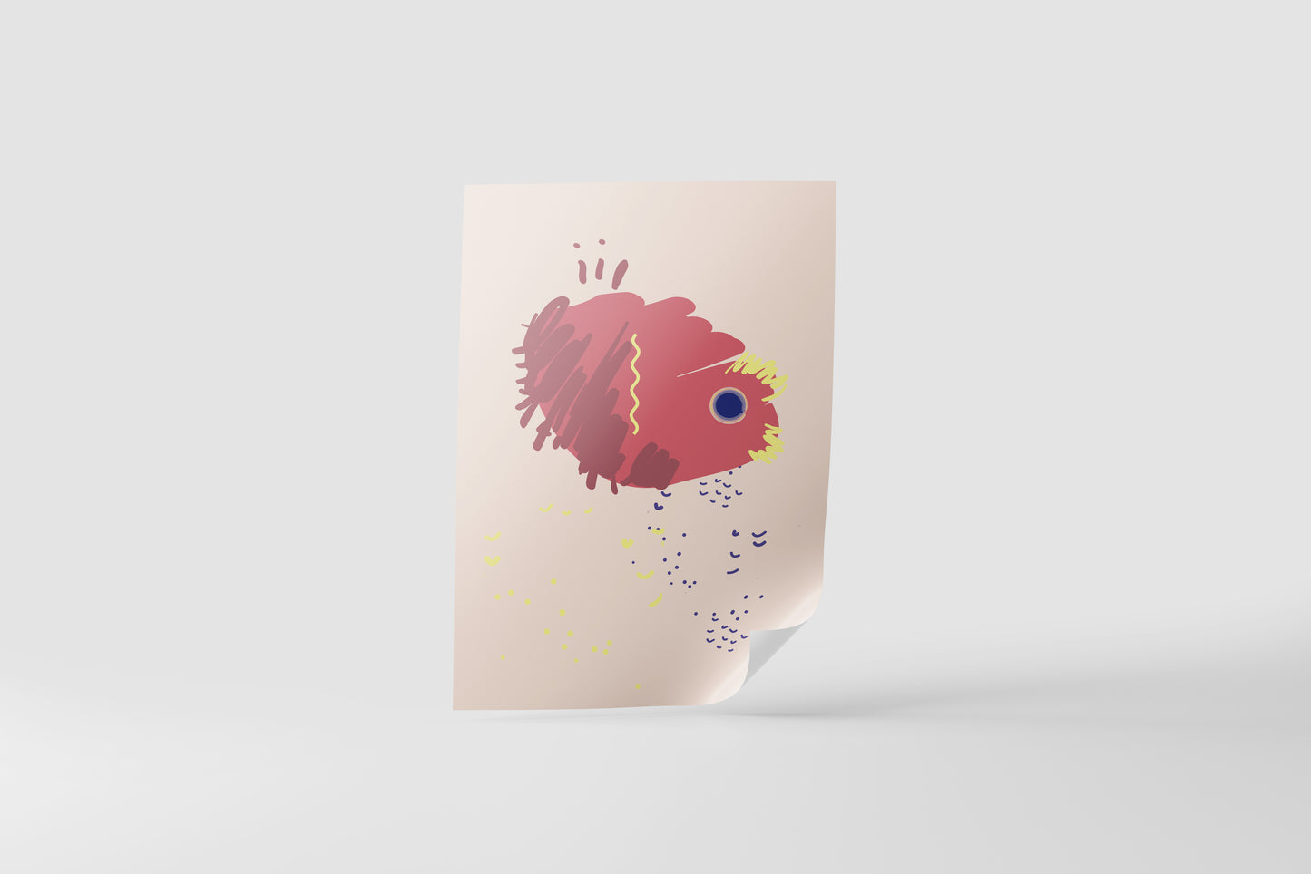 Print Abstract Pounding Heart Red Yellow Blue Illustration 60x90cm