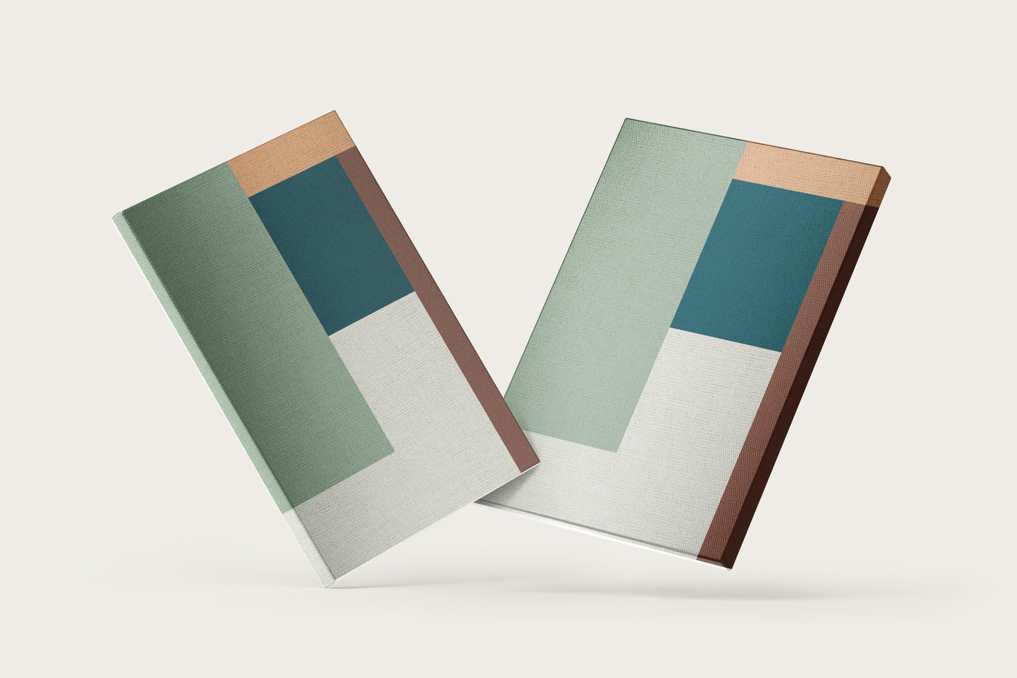 Print Abstract Rectangles Green Grey Mustard Paint 70x90cm