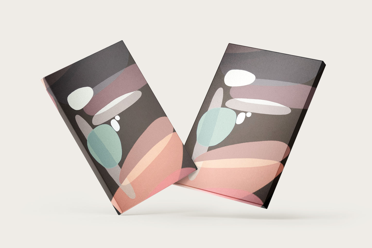 Print Abstract Round Shapes Brown Paint 50x70cm