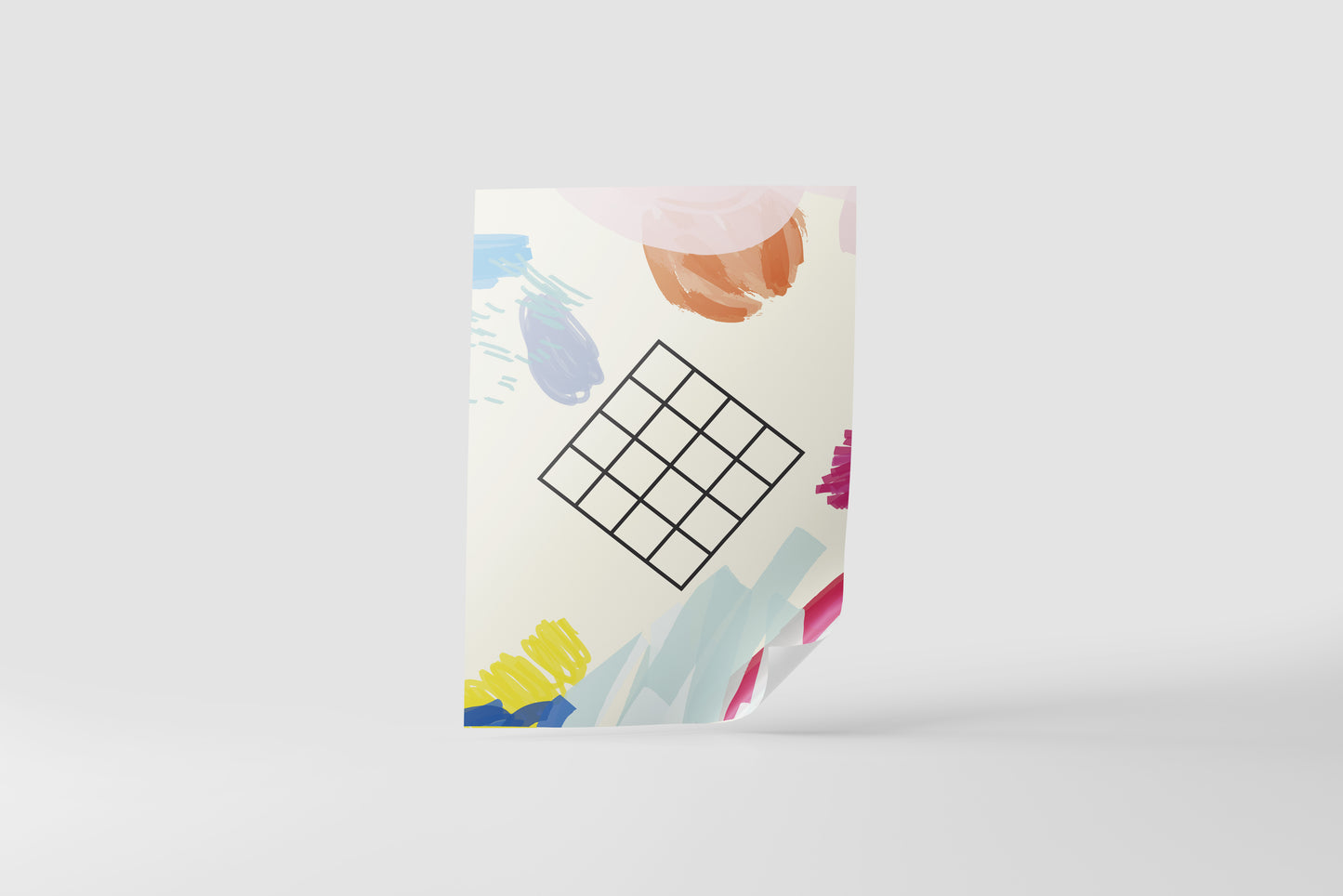 Print Abstract Square & Brushstrokes Of Paint Illustration 60x90cm