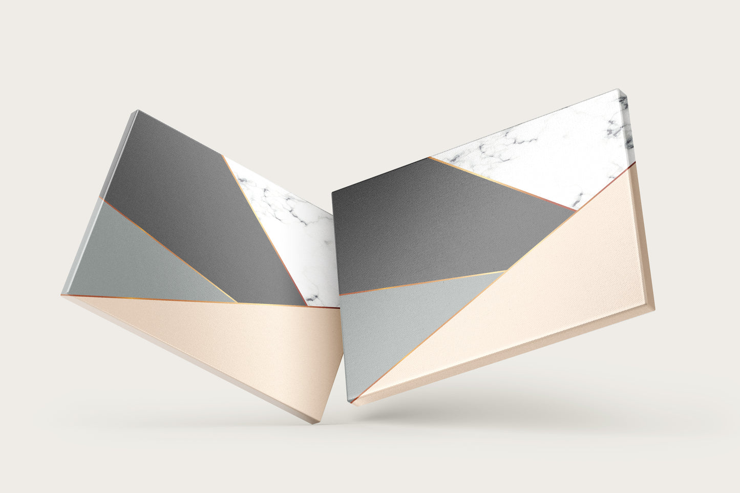 Print Abstract Triangle Grey Golden 120x80cm