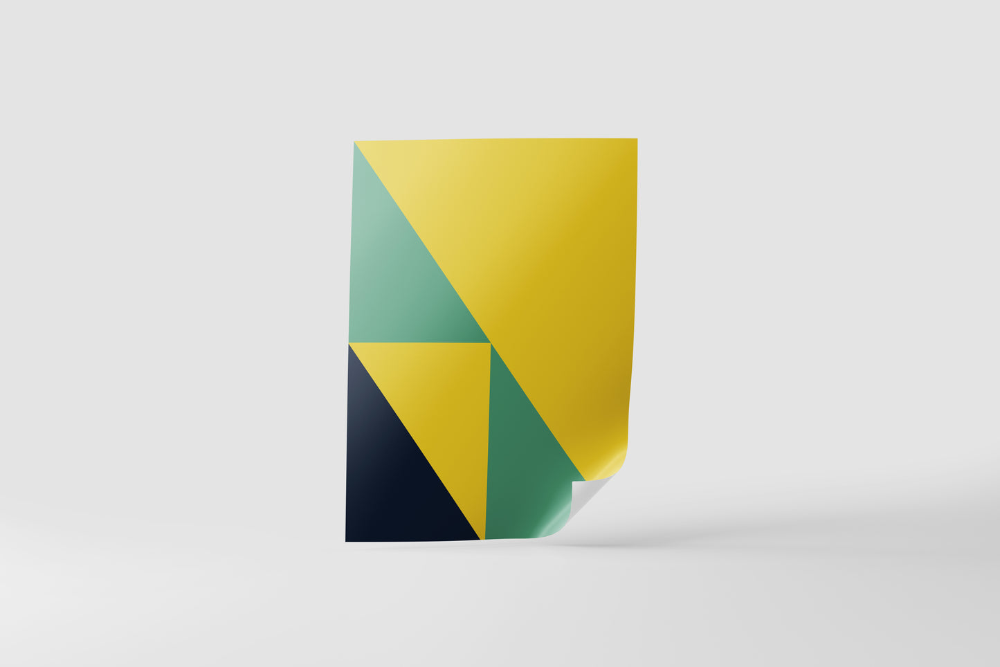 Print Abstract Triangles Yellow Green Black Illustration 40x60cm