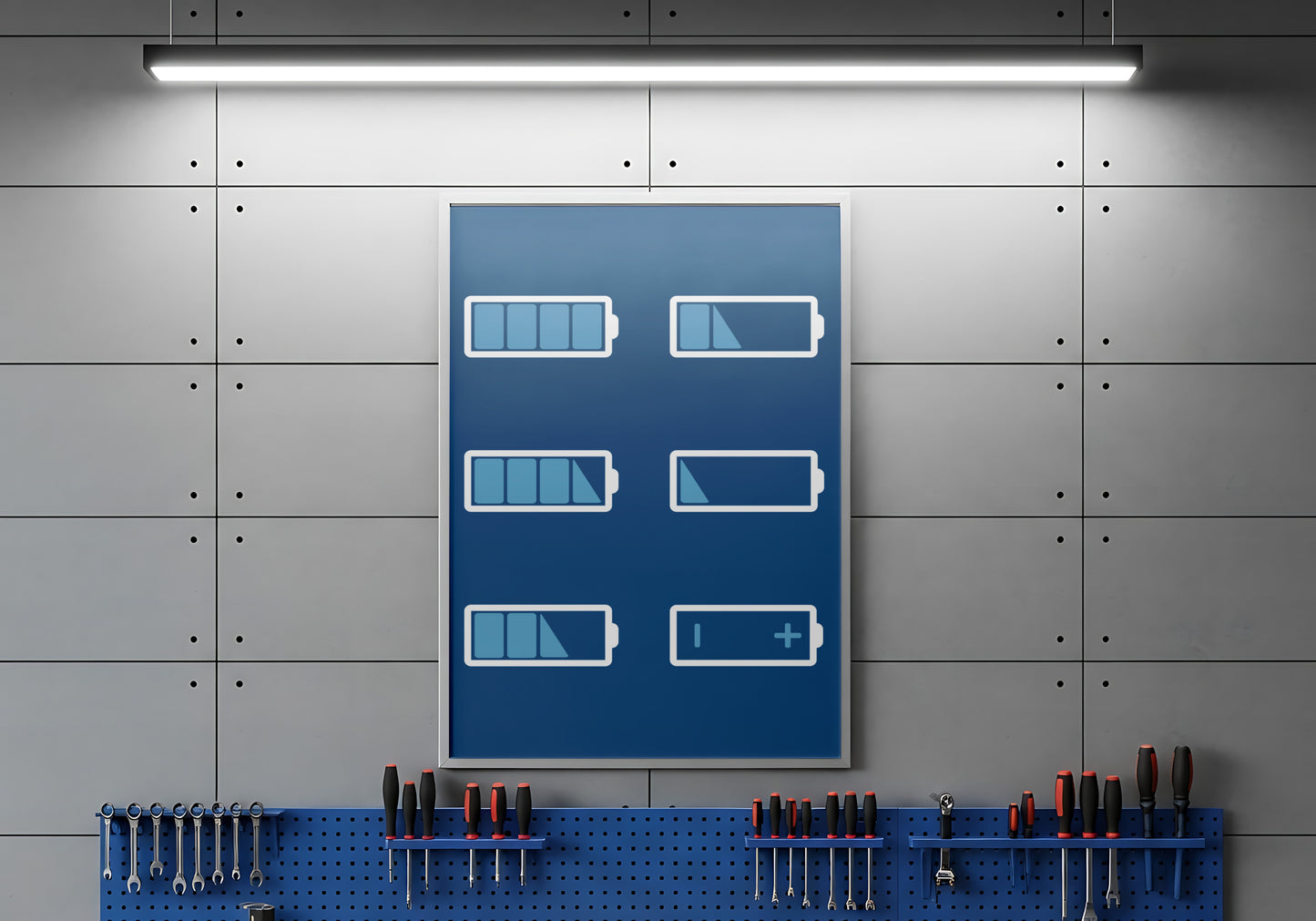 Print Technology Battery Levels Blue Illustration 60x90cm