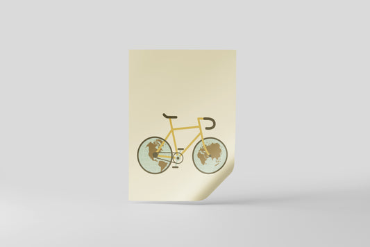 Print Bicycle World Wheels Illustration 30x40cm