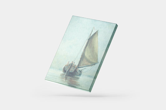 Print Boat Turquoise Sea Vintage Paint 21x28cm