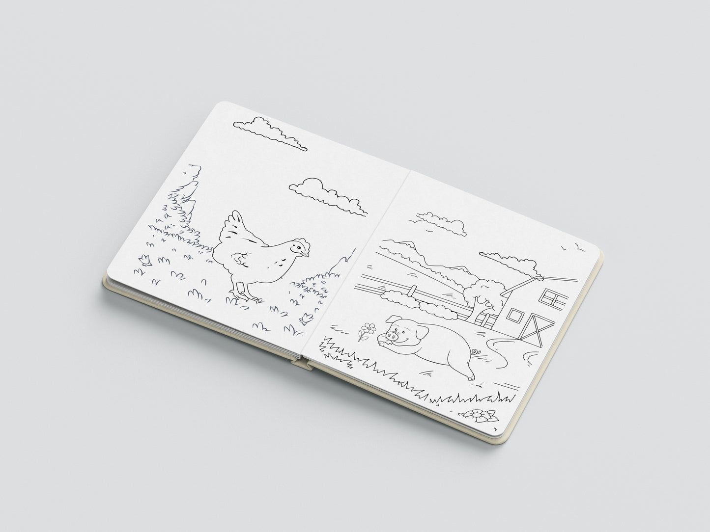 Print Book Animales De Granja Coloring Book 64x27.5cm